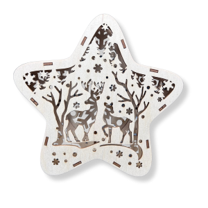 LAMPION Drewniana Gwiazdka RENIFER Święta Boże Narodzenie Ozdoba Dekor BEZ LAMPEK