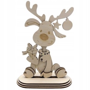 Drewniany RENIFER reniferek dekoracja stojąca dekor decoupage Boże Narodzenie DIY ozdoba ze sklejki 