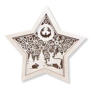 LAMPION Drewniana Gwiazdka ŚWIĄTECZNA Zwierzęta ŚWIĘTA Boże Narodzenie Ozdoba Dekor BEZ LAMPEK