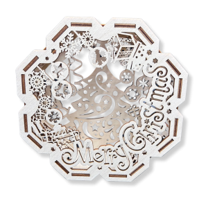 LAMPION Drewniany Sześcian ŚWIĄTECZNY Merry Christmas ŚWIĘTA Boże Narodzenie Ozdoba Dekor BEZ LAMPEK 