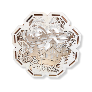 LAMPION Drewniany Sześcian ŚWIĄTECZNY Mikołaj ŚWIĘTA Boże Narodzenie Ozdoba Dekor BEZ LAMPEK 