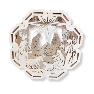 LAMPION Drewniany Sześcian ŚWIĄTECZNY Stajenka ŚWIĘTA Boże Narodzenie Ozdoba Dekor BEZ LAMPEK 