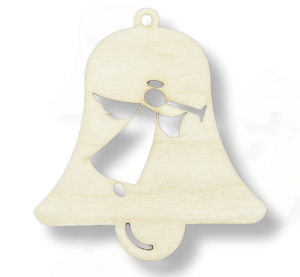 Drewniana zawieszka dzwonek dzwoneczek anioł ze sklejki decoupage