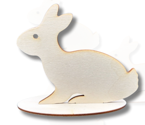 Drewniany zając zajączek królik na podstawce decoupage ze sklejki 10cm