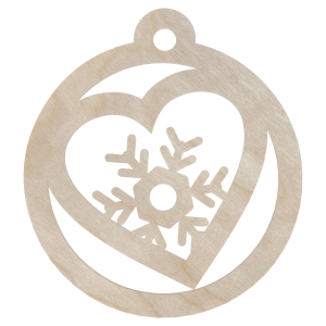 Drewniana zawieszka bombka serce śnieżynka decoupage dekor ze sklejki 