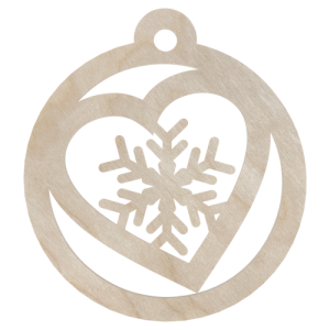 Drewniana zawieszka bombka serce śnieżynka decoupage dekor ze sklejki