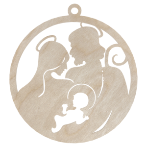 Drewniana zawieszka bombka święta rodzina na choinkę ze sklejki dekor 