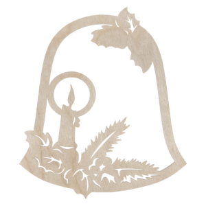 Drewniana zawieszka dzwonek świeca ze sklejki decoupage dekor na choinkę