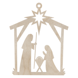 Drewniana zawieszka na choinkę szopka stajenka ze sklejki