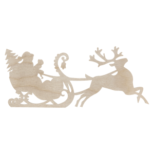 Drewniany Mikołaj Gwiazdor i sanie ze sklejki ozdoba decoupage święta 