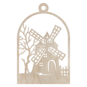 Drewniana zawieszka wiatrak młyn decoupage dekor ze sklejki ozdoba