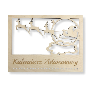 Kalendarz Adwentowy Mikołaj święta Boże Narodzenie ze sklejki gwiazdki decoupage