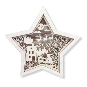 LAMPION Drewniana Gwiazdka ŚWIĄTECZNA Sanki ŚWIĘTA Boże Narodzenie Ozdoba Dekor BEZ LAMPEK 