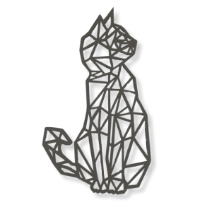 Dekoracja ścienna obraz ażurowy CZARNY GEOMETRYCZNY KOT 2 KOTEK 3D 52cm