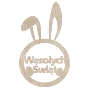 Drewniana mini obręcz zając królik Wesołych Świąt decoupage dekor z sklejki 
