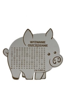 BIAŁA Świnka Skarbonka TWÓJ NAPIS I KWOTA!