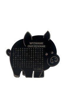 CZARNA Świnka Skarbonka TWÓJ NAPIS I CEL!
