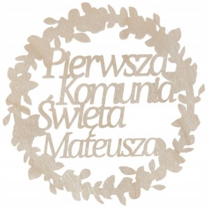 Personalizowana obręcz dekoracyjna Pierwsza Komunia Święta imię dziecka