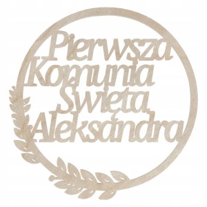 Personalizowana obręcz dekoracyjna Pierwsza Komunia Święta DOWOLNE IMIĘ