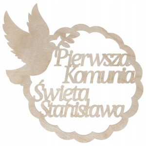 Personalizowana obręcz dekoracyjna Pierwsza Komunia Święta dowolne imię GOŁĄBEK