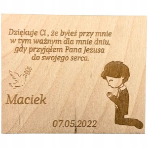 Podziękowanie dla gości MAGNES PIERWSZA KOMUNIA PERSONALIZOWANE IMIĘ