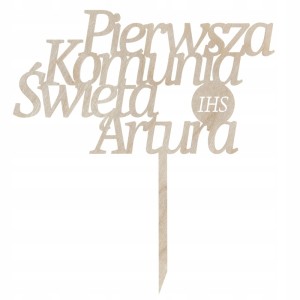 Personalizowany topper Pierwsza Komunia Święta dowolne imię