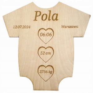 Drewniana metryczka dziecięca BODY