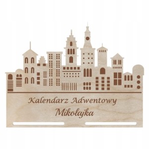 Baza do Kalendarza Adwentowego z imieniem Grawer Budynki Miasteczko Kalendarz adwentowy