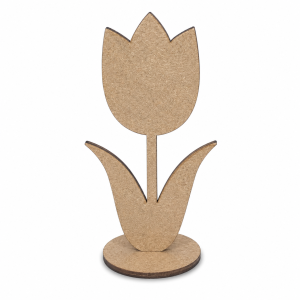 Tulipan na podstawce kwiat 16 cm drewniany surowy HDF do ozdabiania