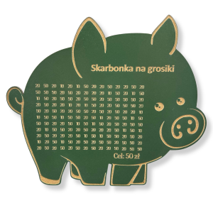 Świnka skarbonka ZIELONA/Skarbonka na grosiki cel 50zł