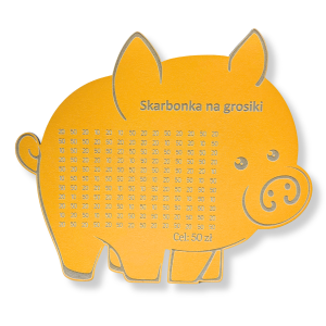 Świnka skarbonka POMARAŃCZOWA/Skarbonka na grosiki cel 50zł