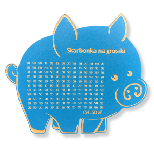 Świnka skarbonka NIEBIESKA/Skarbonka na grosiki cel 50zł