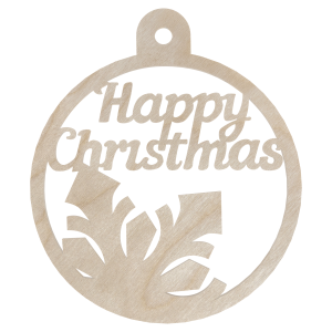 Drewniana bombka świąteczna Happy Christmas ze sklejki zawieszka choinkę 